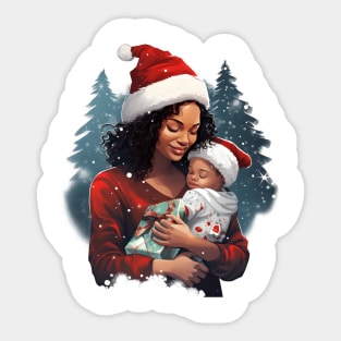 Afrocentric Mother & Child Christmas Sticker